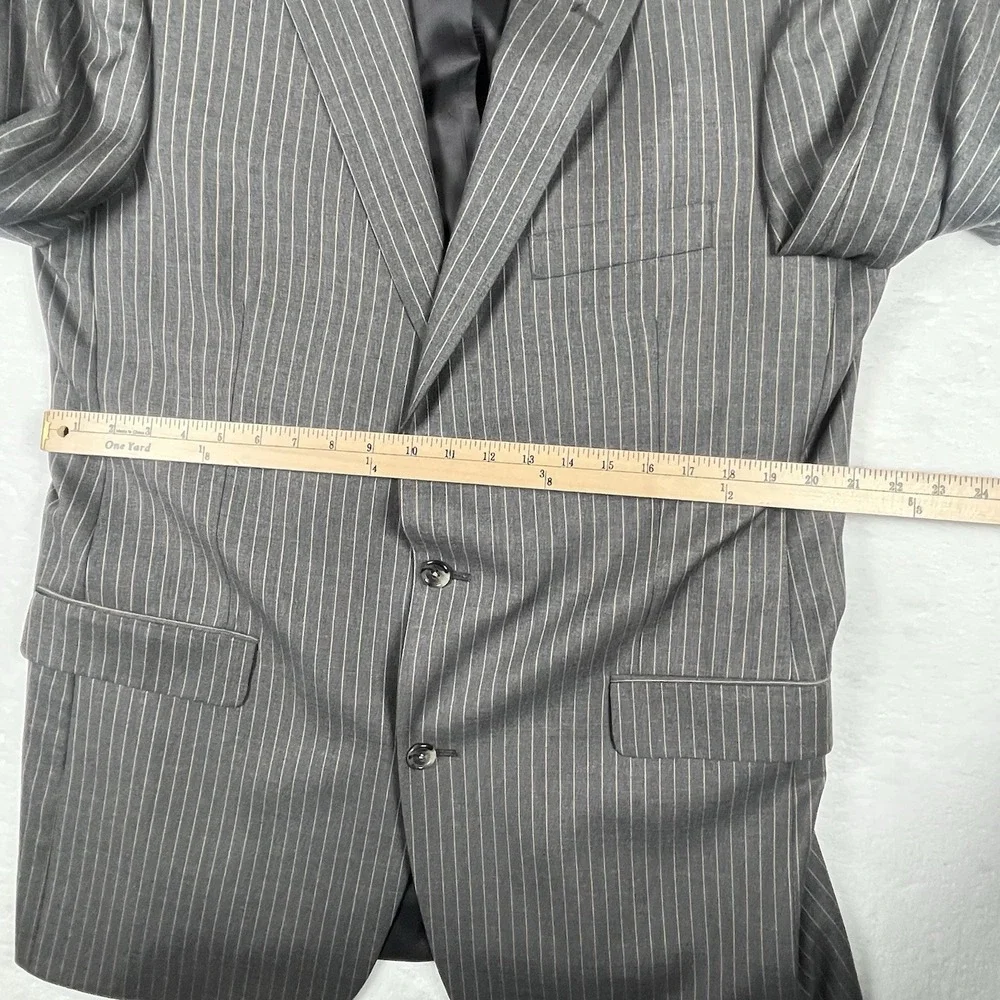 Brooks Brothers Blazer Mens 42L Gray Pinstripes 100% Wool Two Button USA Union
